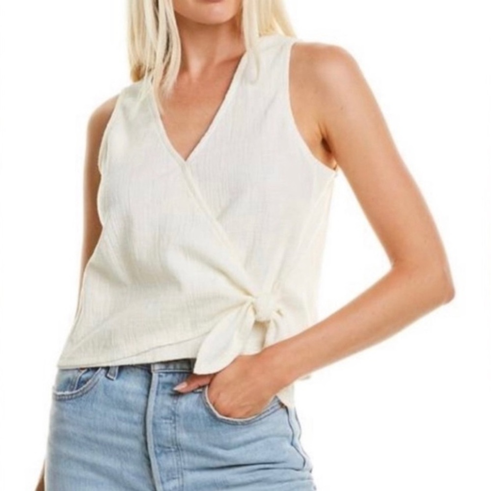 Madewell Texture & Thread Faux Wrap Top XS
